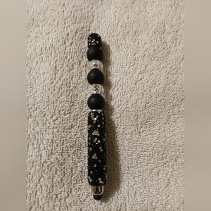 Black & Clear Beaded Stylus Pen